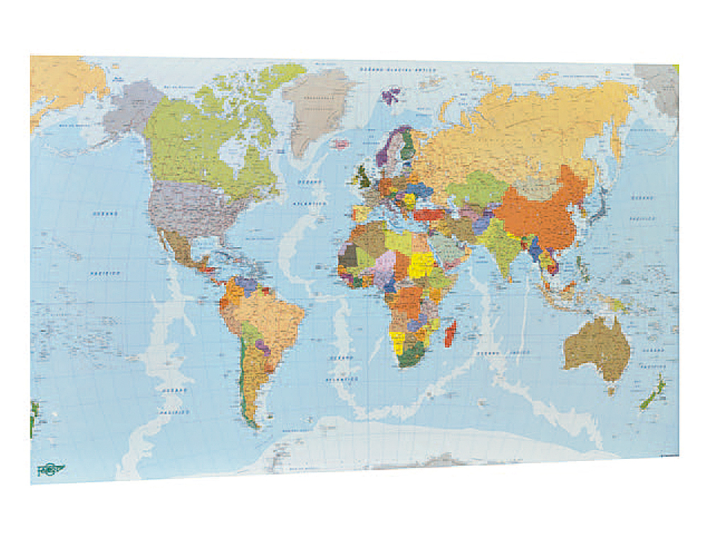 MAPA MURAL FAIBO PLANISFERIO PLASTIFICADO ENROLLADO 83X138 CM