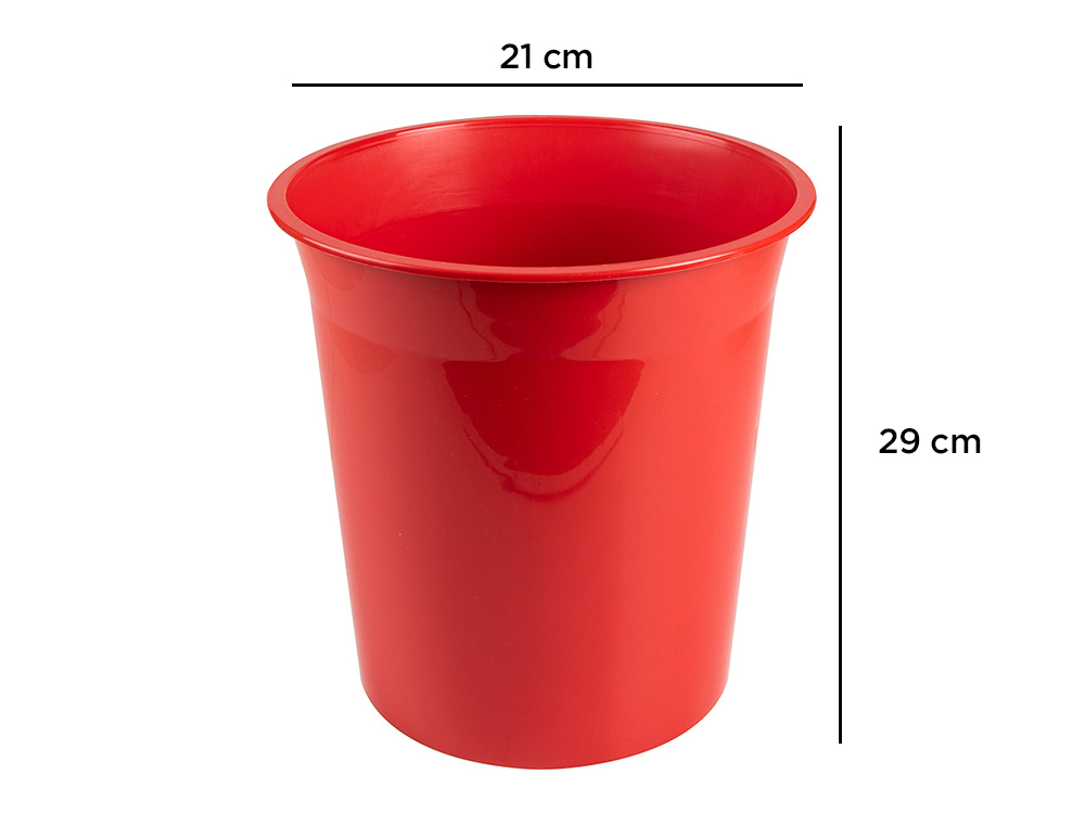 PAPELERA PLASTICO Q-CONNECT ROJO OPACO 13 LITROS 275X285 MM