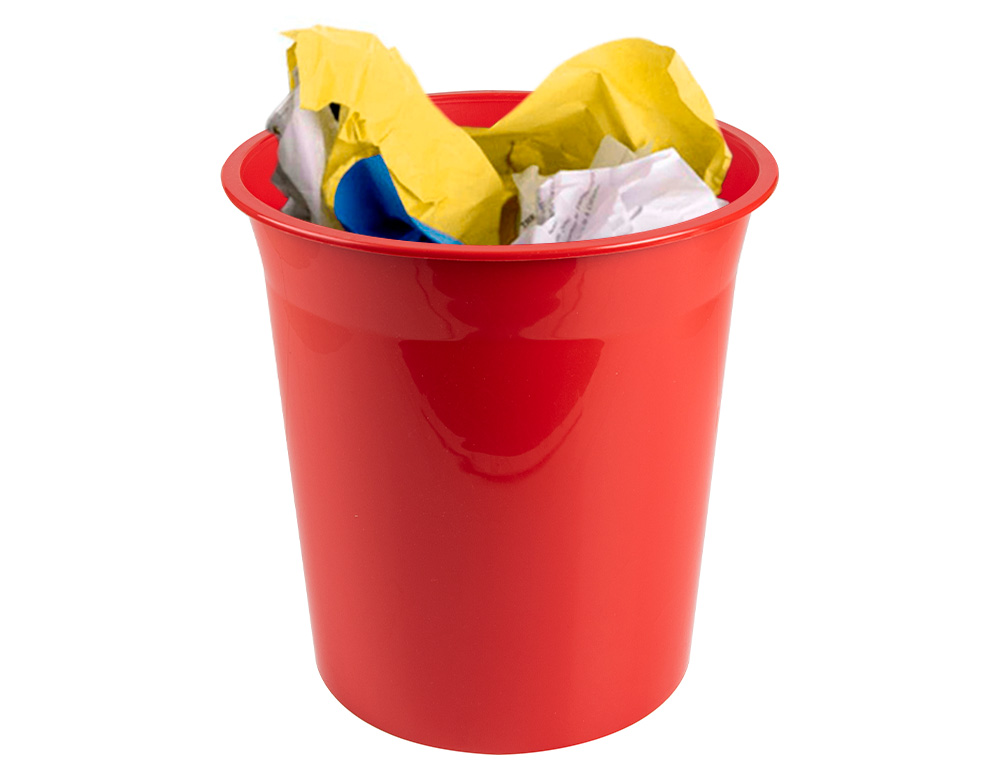 PAPELERA PLASTICO Q-CONNECT ROJO OPACO 13 LITROS 275X285 MM