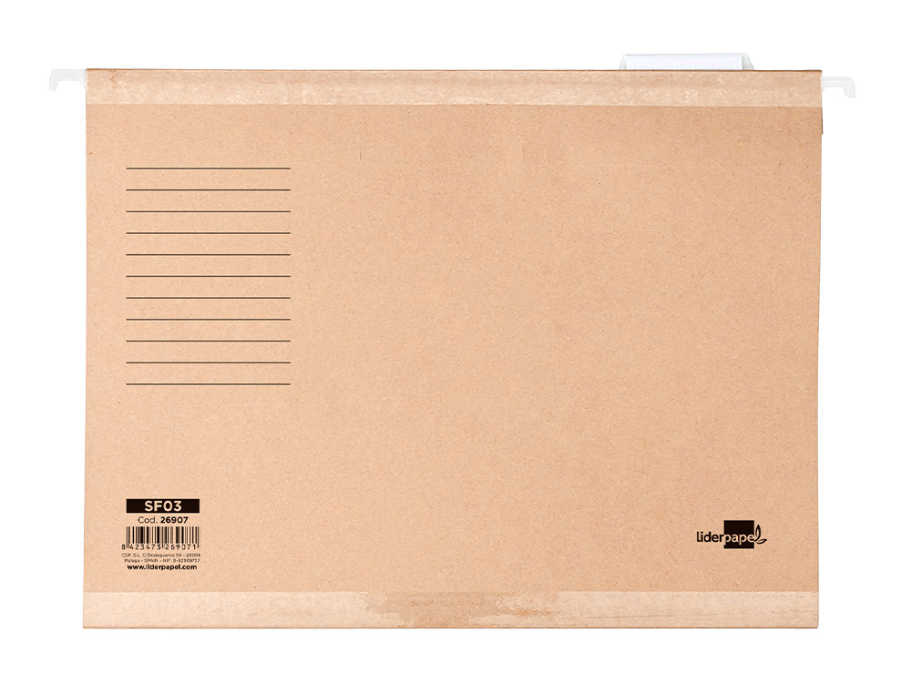 CARPETA COLGANTE LIDERPAPEL FOLIO PROLONGADO KRAFT