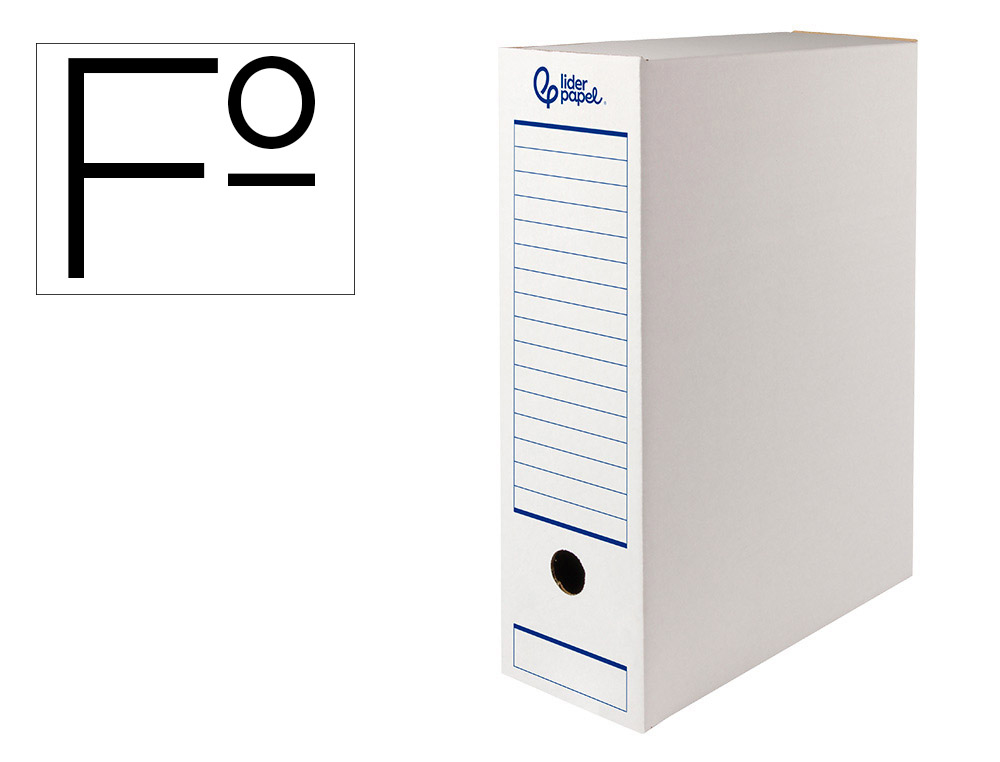 CAJA ARCHIVO DEFINITIVO AUTOMATICA LIDERPAPEL DIN A4 CARTON RECICLADO 325G/M2 LOMO 100 MM BLANCO 360X100X255MM